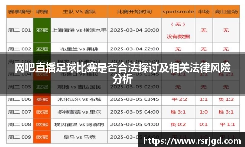 网吧直播足球比赛是否合法探讨及相关法律风险分析